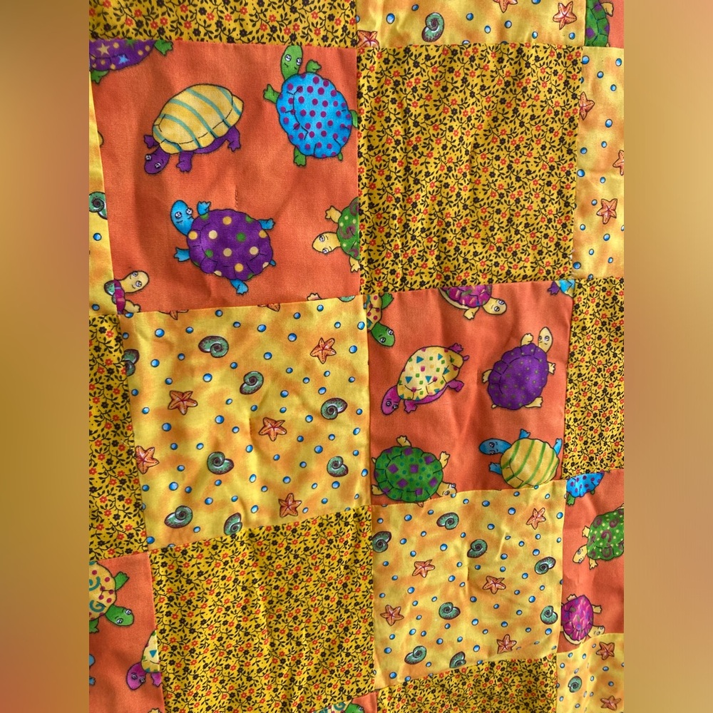 From Holl New Handmade 35x45 Colorful Turtle Patchwork Kid Personal Size Blanket